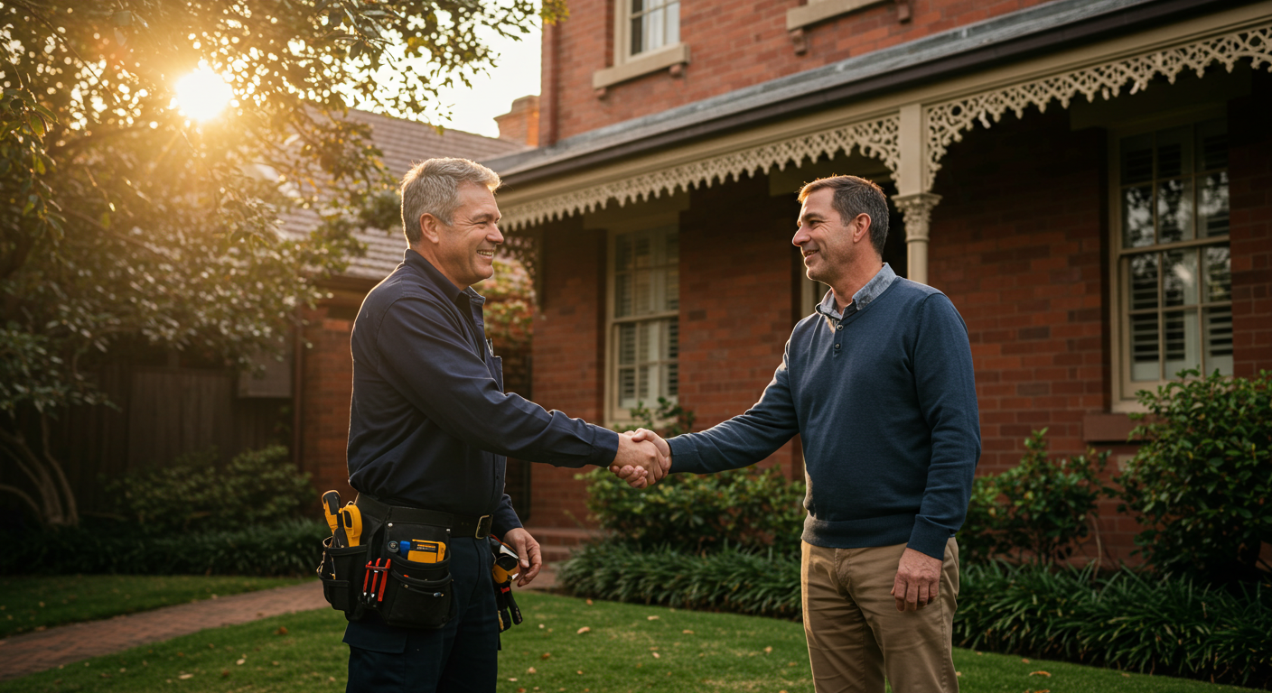 Local sparkie meeting homeowner in Milsons Point