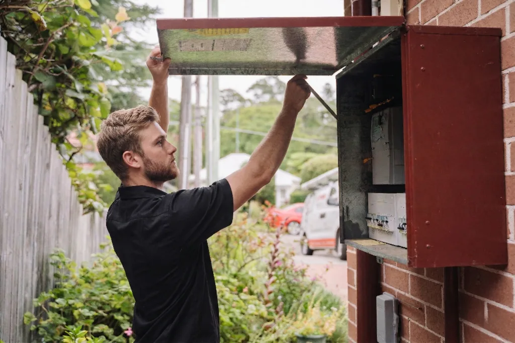 Electrician installing downlights in a Milsons Point home
